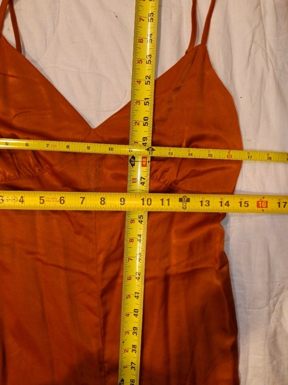 NWT WeWoreWhat Burnt Orange Wide-Leg Satin Jumpsuit with Spaghetti Straps - Picture 6 of 6